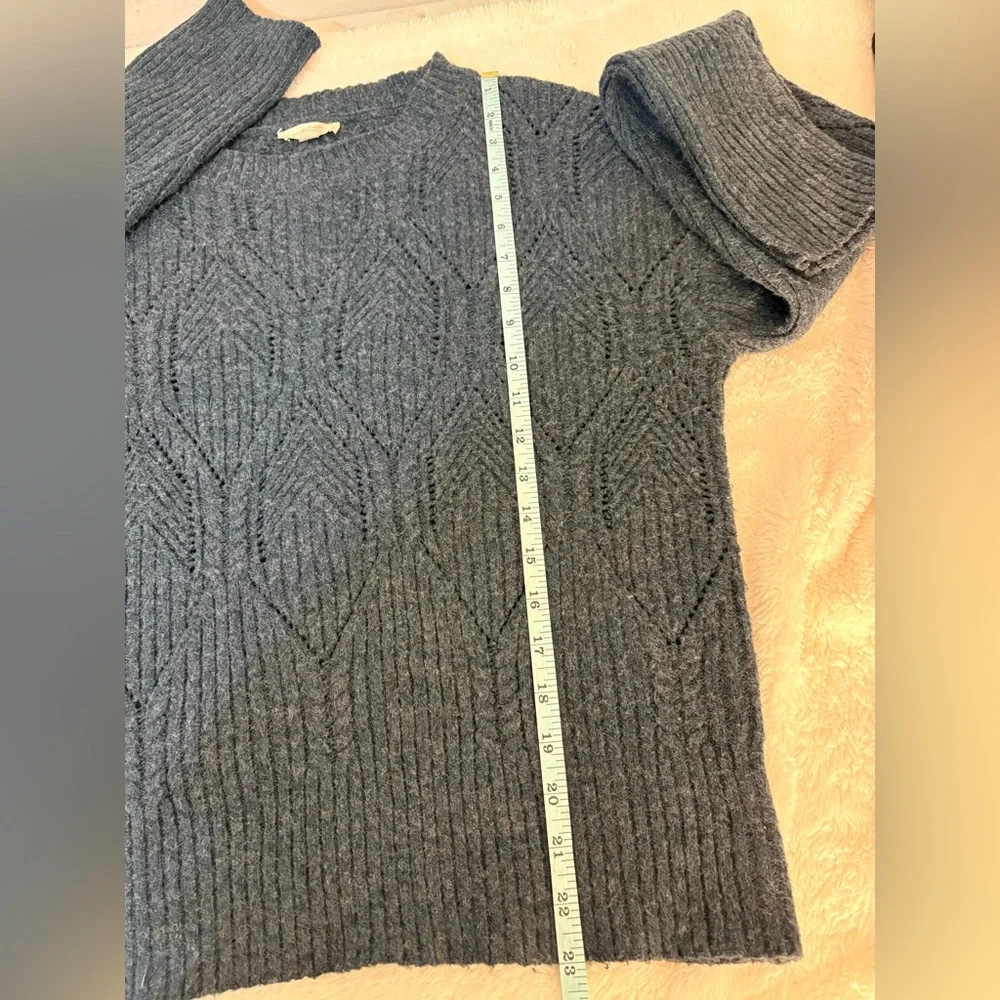 Mystree Women's Heather Charcoal Blue Crew Neck Sweater Size